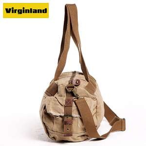 0114 <span class=keywords><strong>Borsa</strong></span> a <span class=keywords><strong>Tracolla</strong></span> in Tela Stile Vintage a Forma di Botte Virginland, <span class=keywords><strong>Tre</strong></span> Cinghie, Chiusura con Zip, Decorazione con Nappine, Fodera in Cotone - Product Image 2
