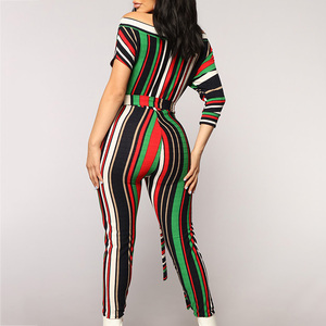 Nuevo personalizado mono mujeres raya sin tirantes frenulum <span class=keywords><strong>manga</strong></span> asimétrica piel tight Romper - Product Image 5