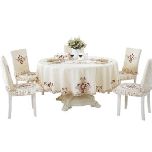 Nappe de table or ciré, linge de table en dentelle brodée, pour restaurant, vente en gros, service de nappe ronde, fournitures d'hôtel, 5 pièces - Product Image 1