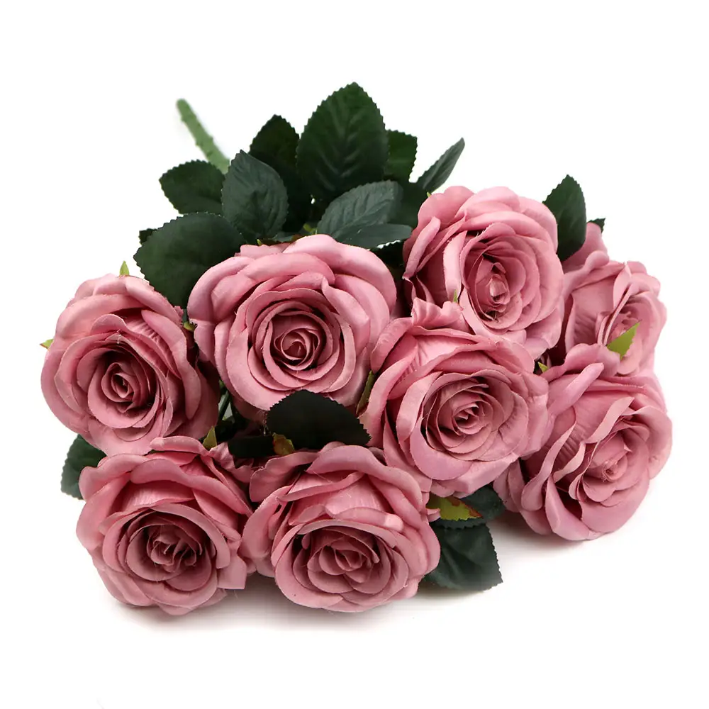 Buquê de rosas de decoração, arranjos de rosas de decoração de alta qualidade de fábrica, flores artificiais para comemoração