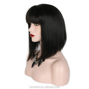 Pieno saxy <span class=keywords><strong>immagine</strong></span> parrucca del merletto dritto spedizione campioni per il nero donne nuovo bob cut <span class=keywords><strong>acconciature</strong></span> capelli corti umani parrucche nodi nodi - Product Image 2