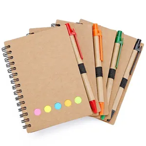 Eco Friendly Craft Paper Sticky Notes Custom Logo Printed Label Sticker Memo Note Pad With Pen