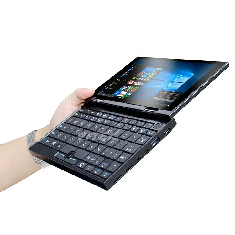 Notebook de bolso 7 polegadas yoga, rotação 360 graus 2 em 1, metal, borda estreita, ogs retroiluminado, teclado, mini tablet, pc