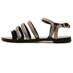 새로운 디자인 패션 여름 캐주얼 도매 맞춤형 로고 장식 스트랩 플랫 판매 여성 비치 샌들 - Product Image 2