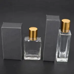 Hohe qualität 30 ml flache quadratische rechteckigen klaren glas parfüm rolle auf flasche mit elektro aluminium schraube kappe