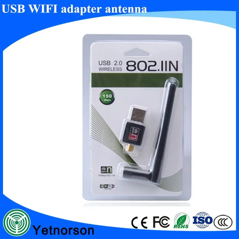 Мини USB 200 м беспроводной сетевой адаптер 802.11b / n / g WiFi 2 дБи антенна 150 Мбит скорость