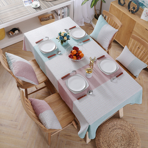 Thời trang hiện đại kẻ sọc khâu Khăn trải bàn đơn giản nhà ăn uống cà phê bảng vải đầy màu sắc bông và vải lanh - Product Image 5