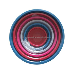 6サイズ丸型無地プラスチックメラミンミキシングボウルPVC蓋付き - Product Image 1