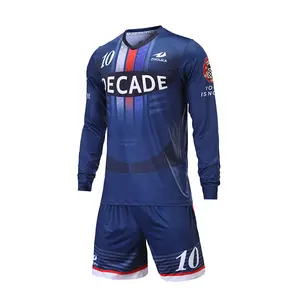 New design 100% polyester dry fit cheap soccer pants team training tracksuit long sleeve football jersey