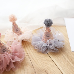 Wholesale Party Hat <strong>Hair</strong> Clips for Kids Birthday Tulle <strong>Hair</strong> Accessories Girls Kids Princess <strong>Barrette</strong> <strong>Hair</strong> Clip