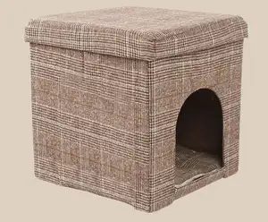 High Quality Breathable Fabric foldable house shape dog bed