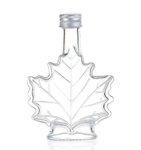 Petite quantité minimale de commande, mini bouteille de vin en verre, forme unique de <span class=keywords><strong>feuille</strong></span>, bouteille de vin en verre, <span class=keywords><strong>vodka</strong></span>, whisky, bouteille de boisson haute transparence - Product Image 2