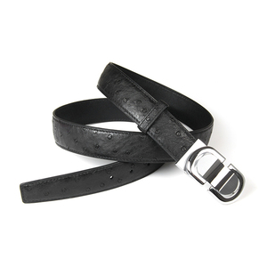 Cinturón de Vestir de Cuero Genuino para Hombre, Directo de Fábrica, Cinturón de Cuero de Avestruz, Logotipo Grabado Personalizado, OEM, ODM, Venta al Por Mayor - Product Image 1