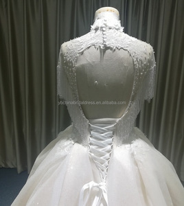 विशेष कॉलर गहरी जानेमन <span class=keywords><strong>neckline</strong></span> के साथ मनका पर्दा तस्वीर के रूप में बड़ा के साथ शादी की पोशाक गेंद पजामा - Product Image 4