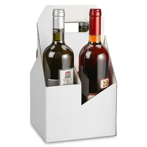 صندوق من 4 عبوات من الورق المقوى المضلع لحمل المشروبات والخمر