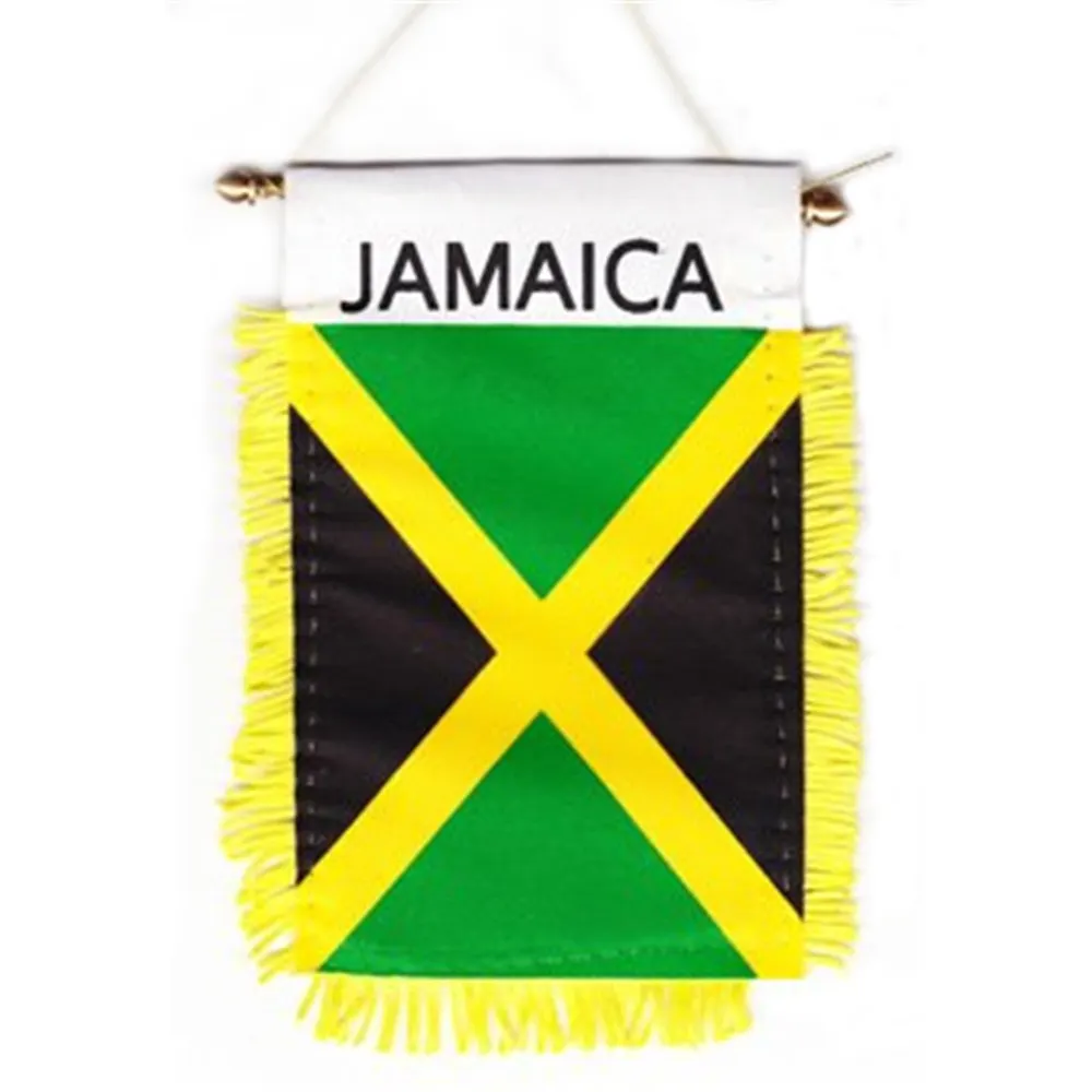 ポータブルタッセルエッジ装飾カスタムジャマイカ国旗ジャマイカ壁掛けバナー