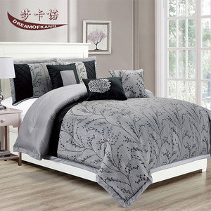 Bán Buôn Hiện Đại Bộ Đồ Giường Nữ Hoàng Giường <span class=keywords><strong>Comforter</strong></span> Thiết Sang Trọng Màu Xám Đen Phòng Ngủ <span class=keywords><strong>Comforter</strong></span> <span class=keywords><strong>Set</strong></span> - Product Image 2