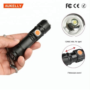 Aukelly Portabel 18650 Baterai Built-In T6 Saku LED Mini USB Rechargeable Torch Cahaya Teleskopik Aluminium Senter - Product Image 2