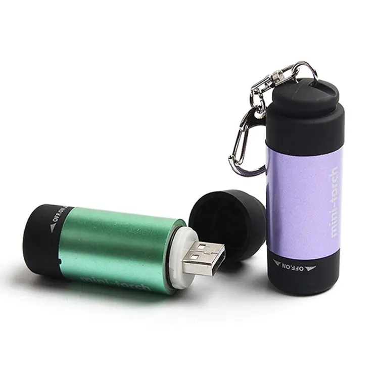 Lampe de Camping d'urgence Rechargeable par USB, lampe torche Led Portable EDC, petit porte-clés Mini lampe de poche