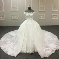 Оптовая продажа Роскошные с открытыми плечами Свадебные платья с длинным шлейфом бальное платье