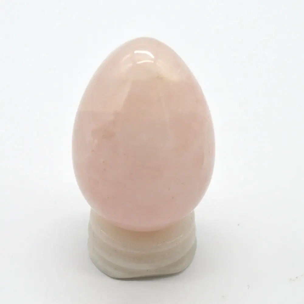 Huevos Grandes de piedra preciosa de Yoni de cristal de cuarzo rosa, huevos de piedra Natural perforados