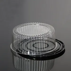 Contenant d'emballage en plastique PET réutilisable, pour gâteaux, base noire avec couvercle transparent, 10 pièces