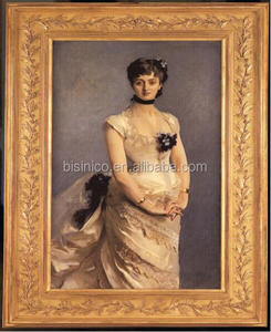 Pintura al óleo de retrato enmarcado de madera de hoja de oro antigua, imagen de decoración de montaje en pared - Product Image 5