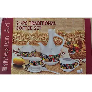 Fashion Rekebot Fine Porcelain 16pcs Ethiopian Coffee Set Coffee Cup Set Ceramic