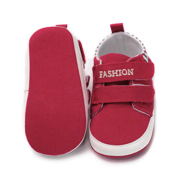 Hot Selling Fashion Baby Indoor Red Soft Bottom Canvas Toddler Shoes