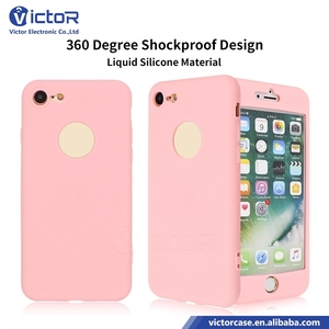 Productos de belleza para mujeres 360 grados Cáscara del teléfono de silicon líquido Para iPhone 7 con protector completo - Product Image 2