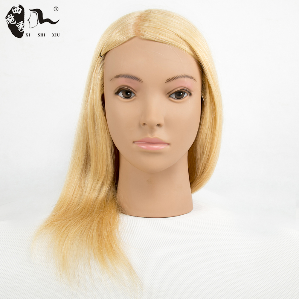 Тренировочная голова XISHIXIUHAIR из 100% человеческих волос с плечевыми волосами для укладки окрашивания, реалистичный манекен, голова-кукла для тренировок
