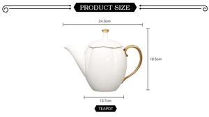 <span class=keywords><strong>1</strong></span>.25L <span class=keywords><strong>real</strong></span> Vasos de cerámica mango de oro blanco té con calabaza tapa - Product Image 5