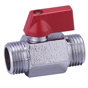 3/8 inch bề mặt thô nam nối Brass nước Mini Ball valve với nhựa màu đỏ xử lý - Product Image 1