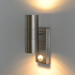 Lámpara de Pared LED Exterior con Sensor PIR, Portalámparas <span class=keywords><strong>GU10</strong></span> de Acero Inoxidable, Luz Arriba/Abajo - Product Image 1