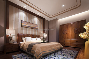 Meubles d'hôtel en bois de taille de reine contemporaine moderne pour la chambre à coucher pour l'appartement livraison gratuite