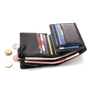 Customized Logo Hand Made Pure Leather Wallet Rfid Travel Mens Bifold Wallet Genuine Leather For Men