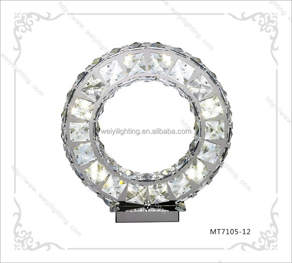 2017 Vente Chaude En Acier Inoxydable 12 W Moderne Led Anneau Lampe de Table En Cristal