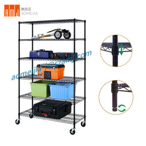 Adjustable Chrome <strong>Wire</strong> <strong>Mesh</strong> <strong>Shelving</strong> for Display with Wheels - Product Image 3