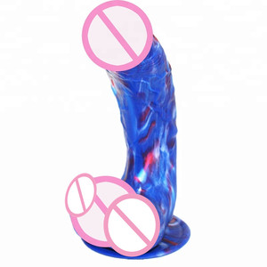 Realistis Kristal Dildo dengan Bola Jelly Buatan Lembut <span class=keywords><strong>Penis</strong></span> dengan Suction Cup