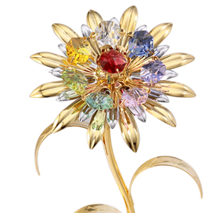 Figurine en fer classique européenne Crystocraft, tournesol, cristaux taillés brillants, art populaire, décoration d'intérieur en métal, objets de collection - Product Image 2