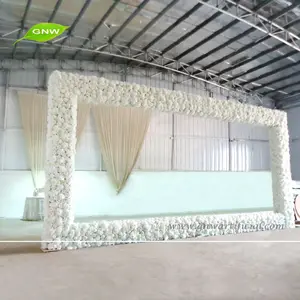 GNW FLW1604001 20ft white artificial rose and hydrangea flower wall wedding backdrop for stage decoration