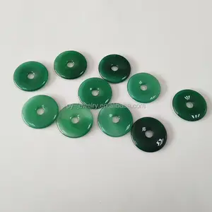 Crystal Green Agate Donut Pendant For Jewelry Making