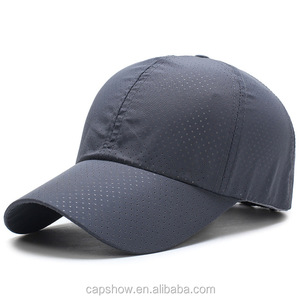 قبعة أب رياضية صيفية سريعة الجفاف من خلال شبكة من قطع الليزر سادة 6 فتحات للتنفس - Product Image 1