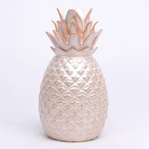 奢华礼品玫瑰金彩绘浓汤菠萝优质陶瓷家居饰品