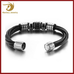 Fabricante de Joyas de acero inoxidable, Italiano Hecho A Mano Trenzado de Cuero Cierre Magnético Pulsera <span class=keywords><strong>Del</strong></span> Abrigo Hombres - Product Image 2