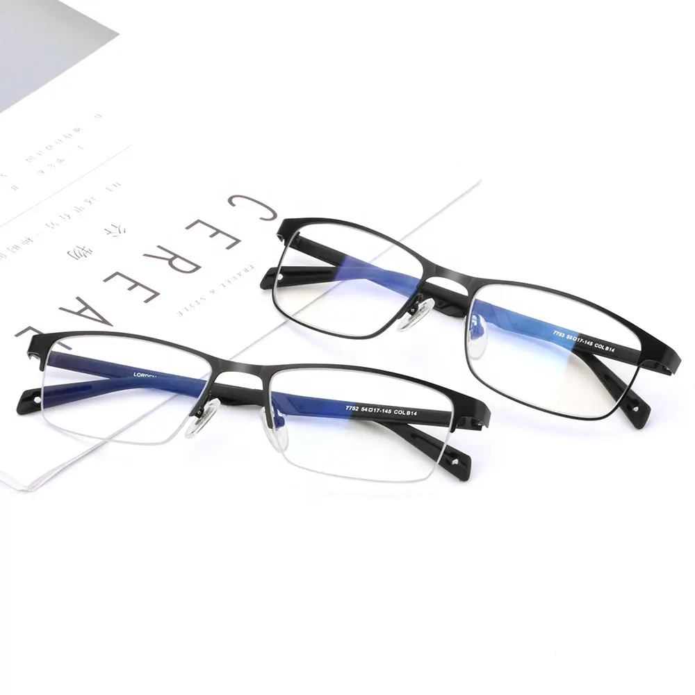 Professionele Ontwerp Titanium Half Optische Frame Bril Voor Business Mannen