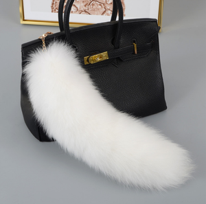 Reale Fur Trim Catena Chiave Fox Tail Keychain Della Pelliccia di Volpe Bianca Coda di Pelliccia