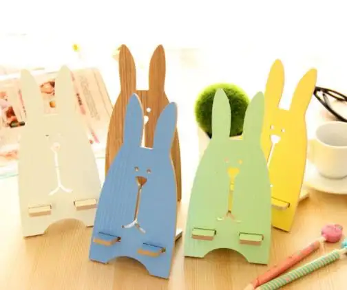 Cute Rabbit Wooden Mobile Phone Stand Holder