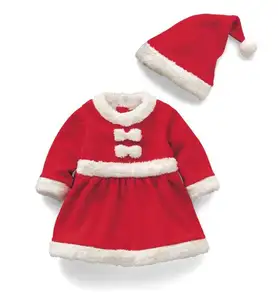 Conjunto de roupa natalina, conjunto de roupas para bebês do papai noel + chapéu