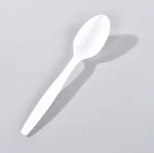 Cuillère en plastique jetable blanche bon marché en PS, matière première OEM - Product Image 1